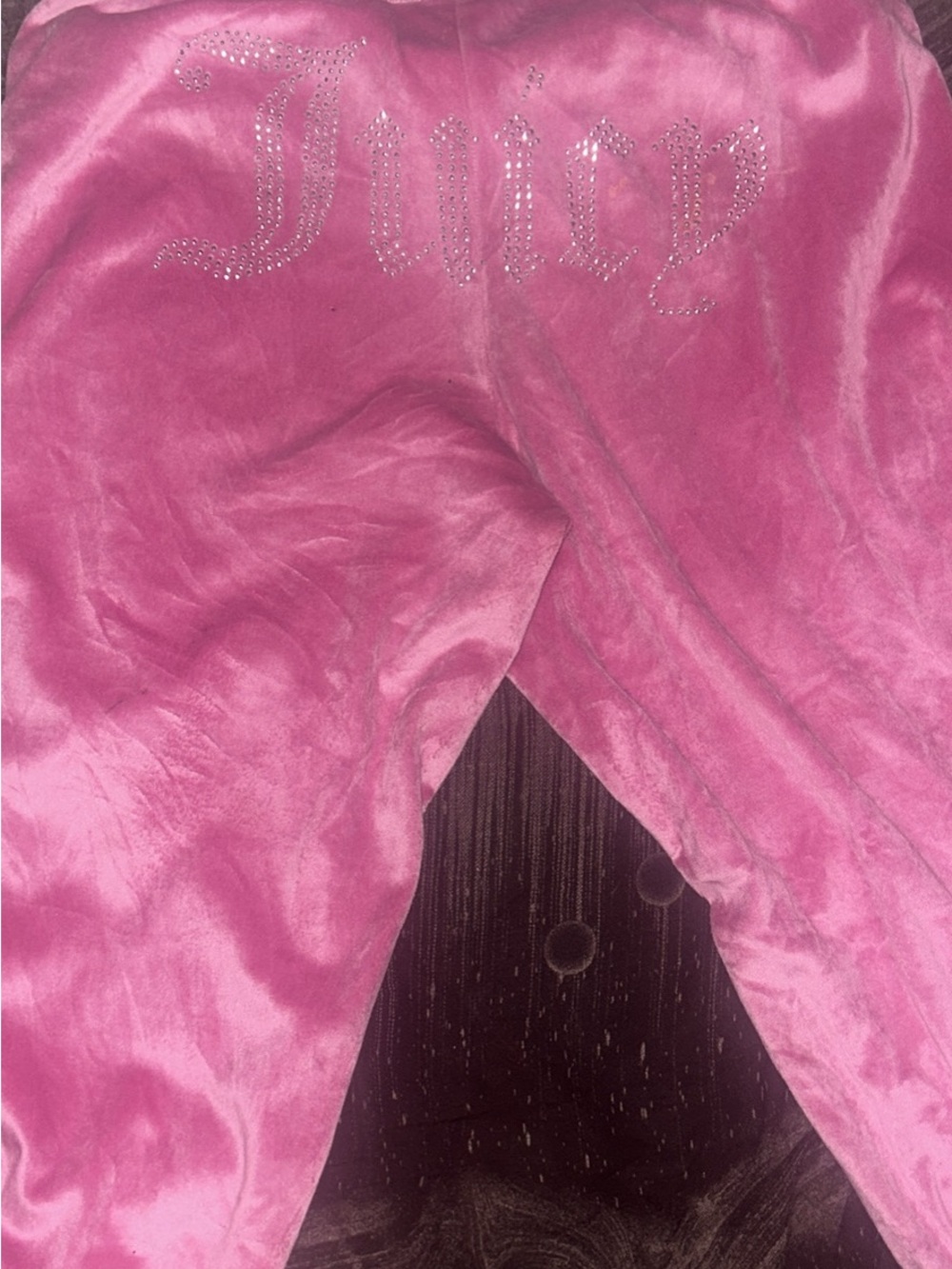 Juicy Couture Pink Velour Jeggings with Rhinestone Logo Back